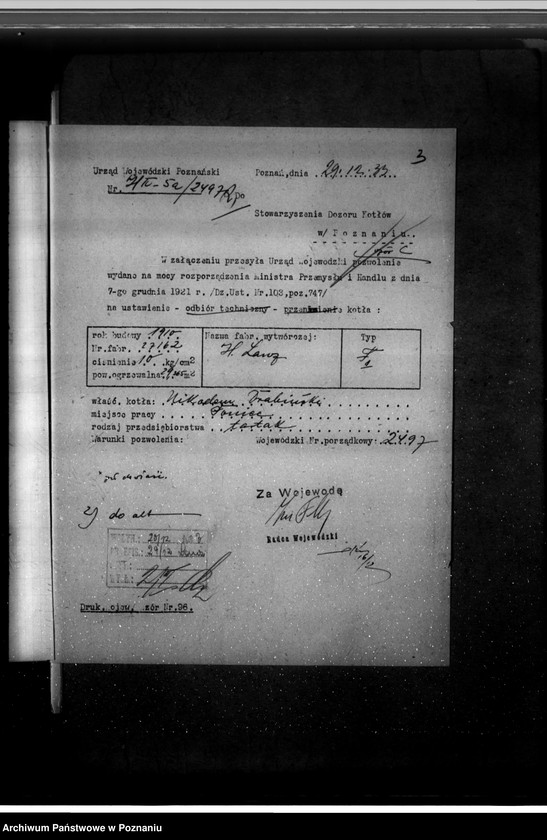 Obraz 7 z jednostki "Tartak w Poniecu pow. gostyński, własność H. Drobiński nr woj. kotła 2497"