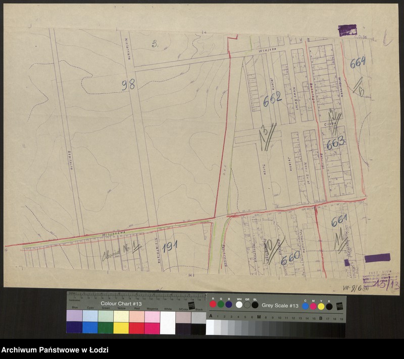 Obraz 1 z jednostki "Plan m. Łodzi 1:2000 z oznaczeniem podziału miasta na Obwody Komitetów Blokowych. Sekcja SO 14"