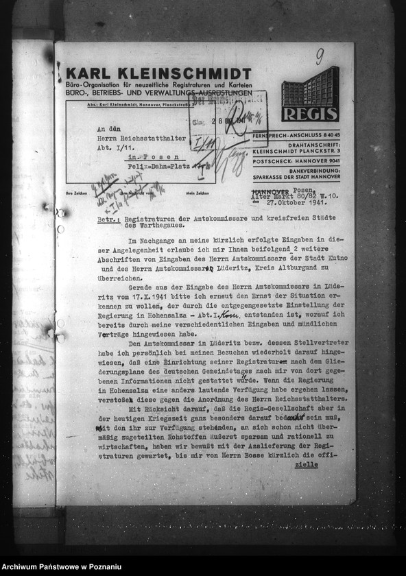 Obraz 13 z jednostki "Aufbau der Registraturen bei den Amtskommissaren"