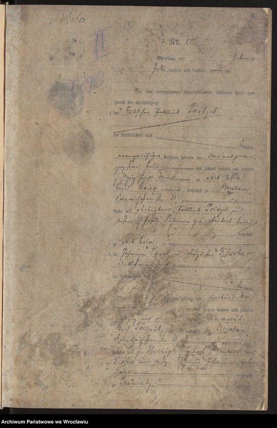image.from.unit.number "Heiraths-Haupt-Register Breslau II 1890 Band 5"