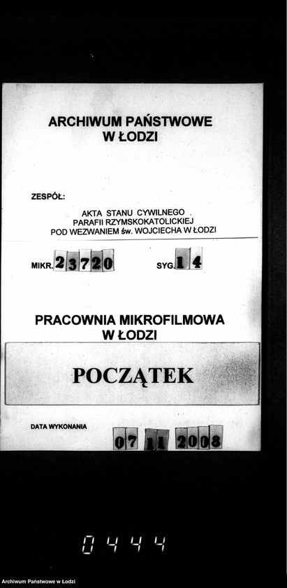 Obraz 1 z jednostki "Akta urodzeń, małżeństw i zgonów"