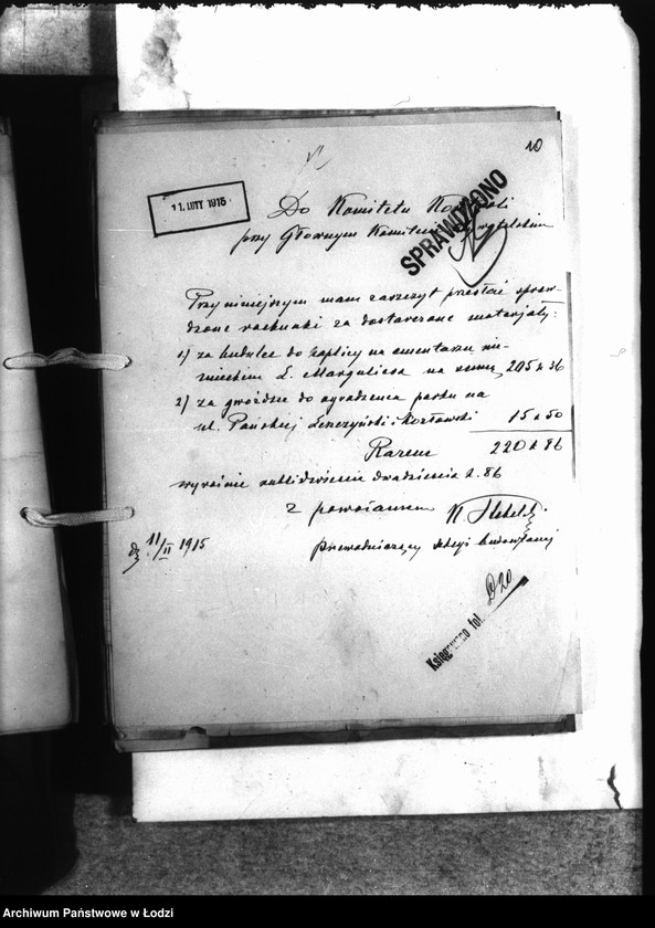 Obraz 13 z jednostki "Korespondencja Sekcji Budowlanej [z Komitetem Kontroli-rachunki, rozliczenia za wykonane prace]"