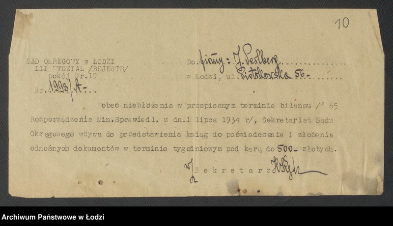 Obraz 12 z jednostki "Józef Perlberg - sprzedaż towarów manufakturowych i chustek"