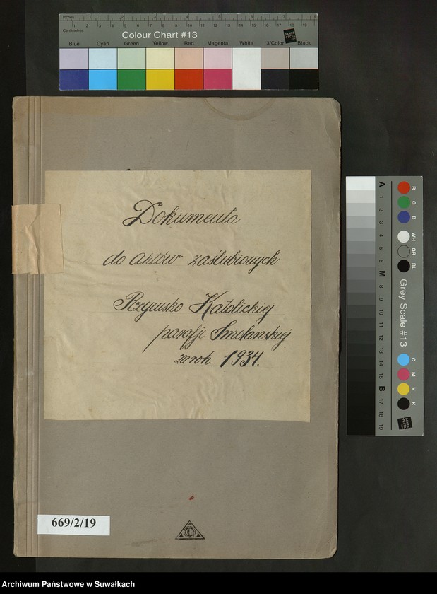 image.from.unit.number "Dokumenty do aktów zaślubionych Rzymsko Katolickiej parafji Smolanskiej za rok 1934"