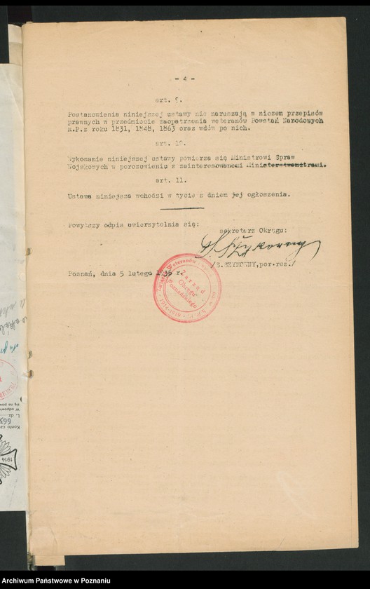 Obraz 8 z jednostki "Korespondencja Okręgu Poznańskiego Związku Weteranów Powstań Narodowych Rzeczypospolitej Polski i Związku Powstańców Wielkopolskich z Zarządem Głównym."