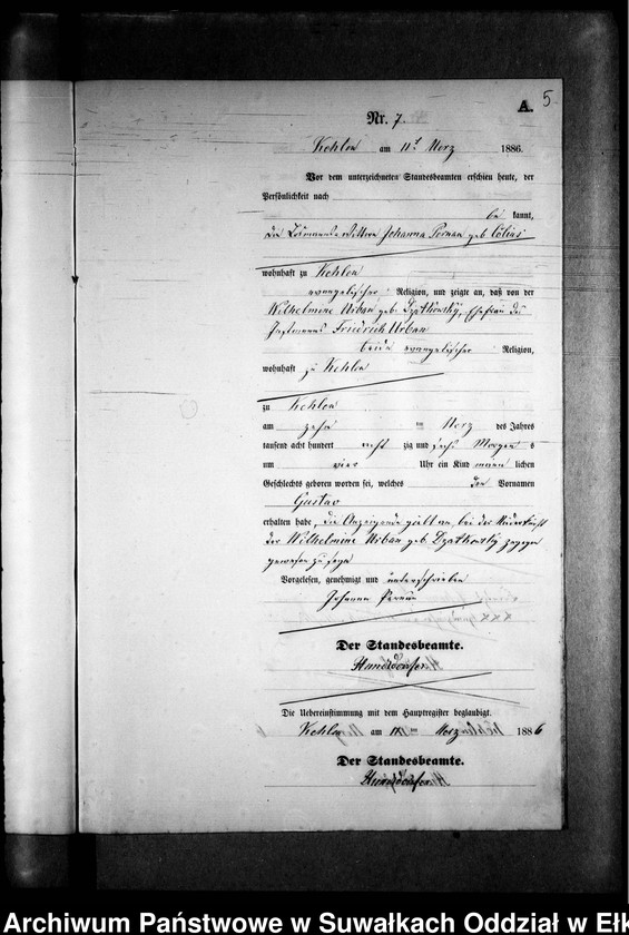 image.from.unit.number "Geburts-Neben-Register des Preussischen Standes-Amtes Kehlen Kreis Angerburg"
