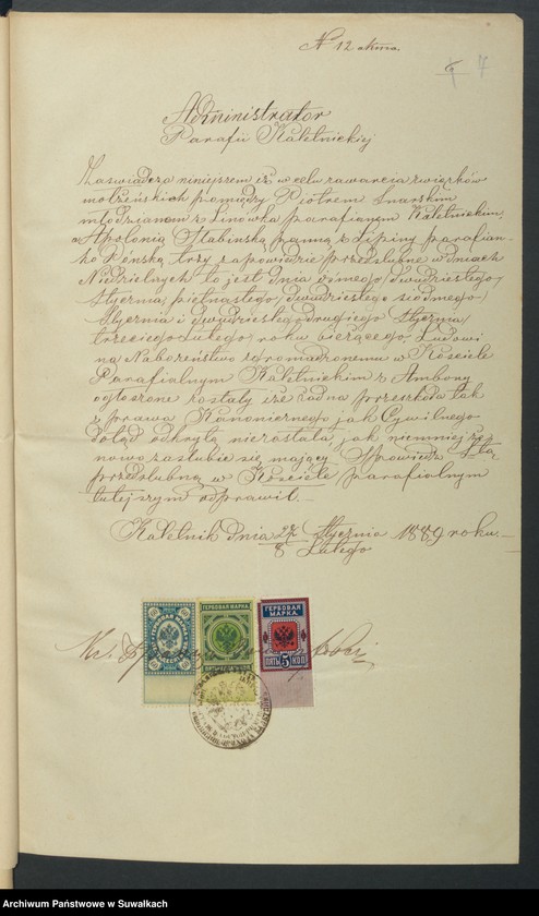 image.from.unit.number "Dokumenty k Brakosčetavšichsja Punskogo Rimsko-Katoličeskogo prichoda za 1889 god."