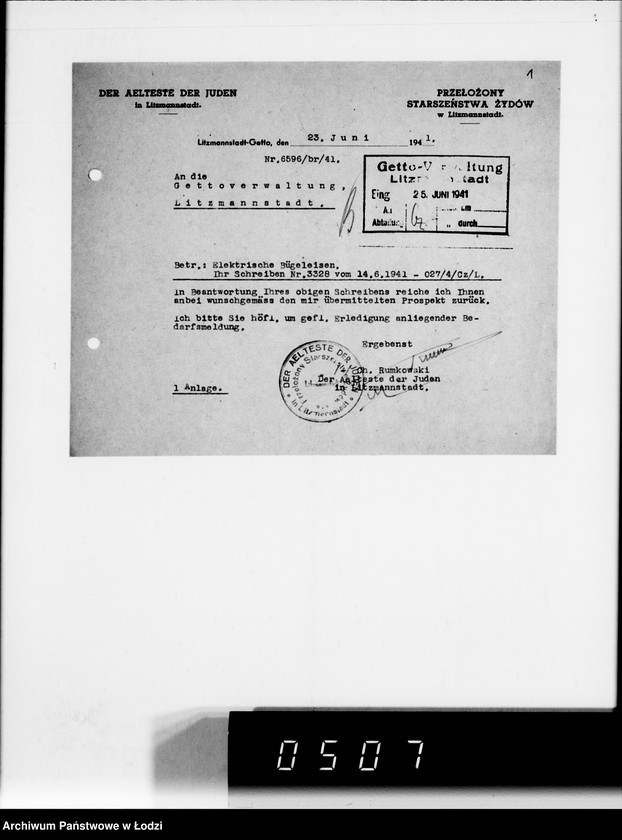 Obraz 5 z jednostki "Bedarfsmeldungen der Älteste der Juden"