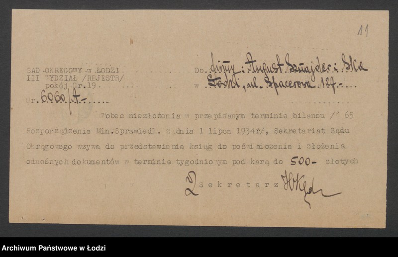 Obraz 13 z jednostki "August Sznajder i S-ka – prowadzenie młyna parowego"