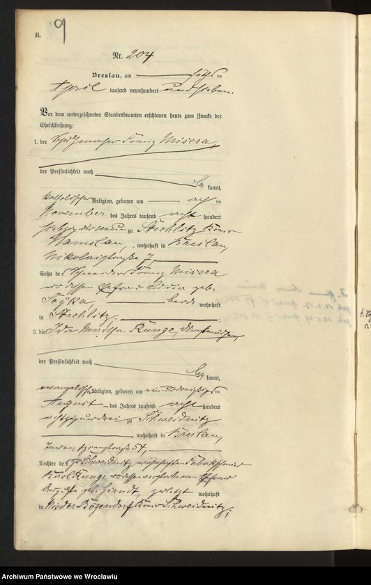 image.from.unit.number "Heiraths-Haupt-Register Breslau II 1907 Band 2"