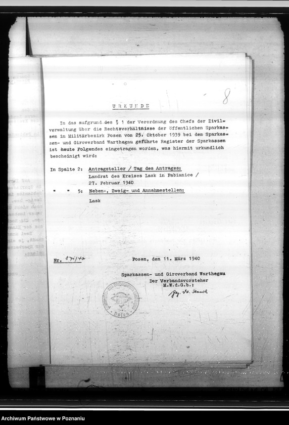 Obraz 13 z jednostki "Sparkassen und Giroverband Wartheland"