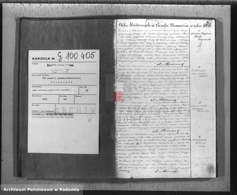 image.from.unit.number "[Duplikat akt urodzeń, małżeństw i zgonów parafii rzym.-kat. Głowaczów 1865 r.]"