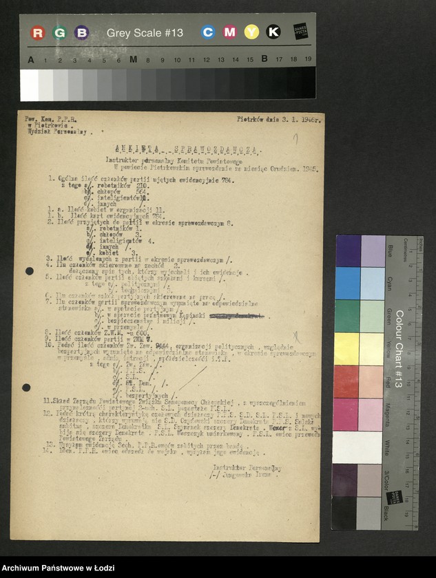 Obraz 2 z jednostki "Ankiety sprawozdawcze instruktora Komitetu Powiatowego Piotrków Trybunalski [z załącznikami]"