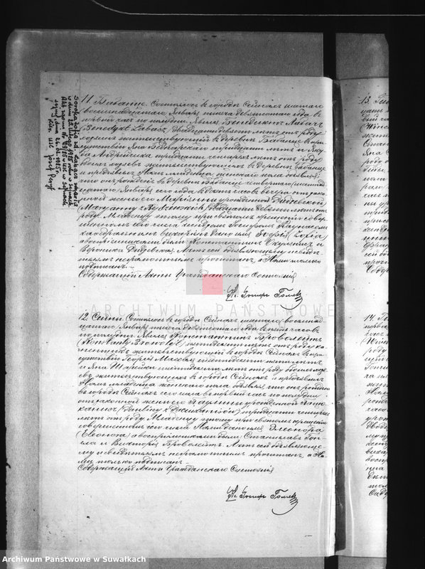 Obraz 11 z jednostki "[Księga akt urodzeń, małżeństw i zgonów wyznania rzymskokatolickiego parafii w Sejnach]."