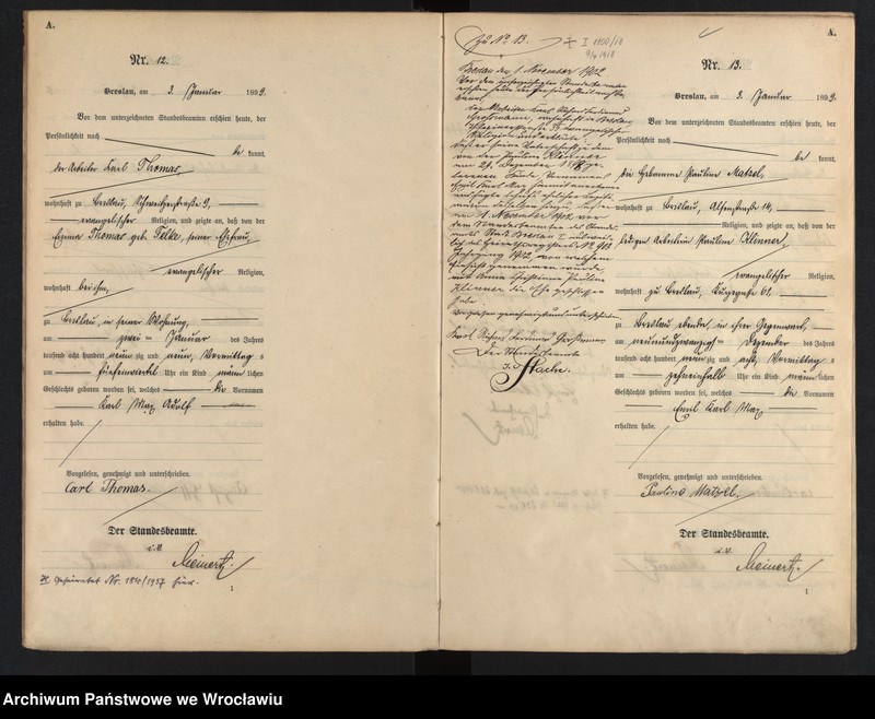 image.from.unit.number "Geburts-Haupt-Register Breslau I 1899 Band 1"