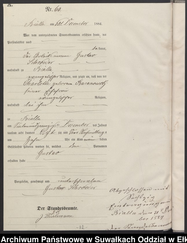 image.from.unit.number "[Geburts-Haupt-Register des Königlichen Preussischen Standes-Amtes Bialla Kreis Johannisburg]"