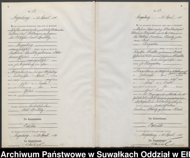 image.from.unit.number "Geburts-Neben-Register des Preussischen Standes-Amtes Angerburg Kreis Angerburg"