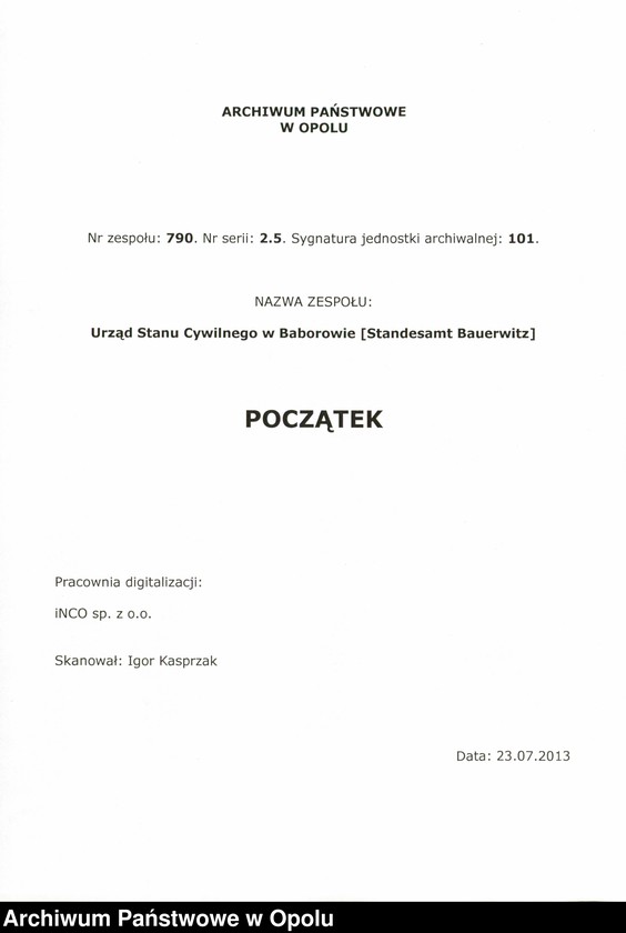 Obraz 1 z jednostki "Sterbe-Haupt-Register Standesamts Bauerwitz pro 1902"