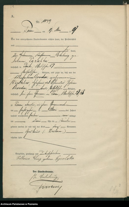 Obraz 18 z jednostki "Księga miejscowa urodzeń tom III [Rejestr główny urodzeń]"