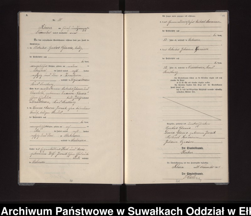 image.from.unit.number "Heirats-Neben-Register des Königlichen Preussischen Standes-Amtes Gneist Kreis Loetzen"
