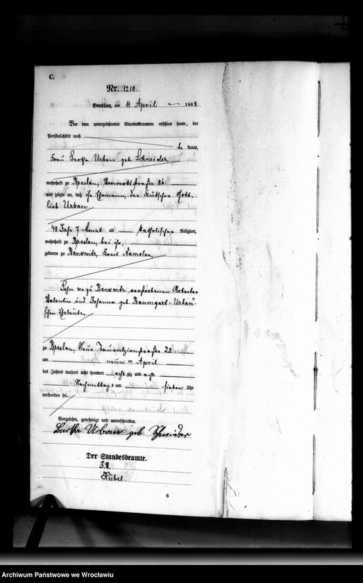 image.from.unit.number "Sterbe-Haupt-Register Breslau II 1888 Band 4"