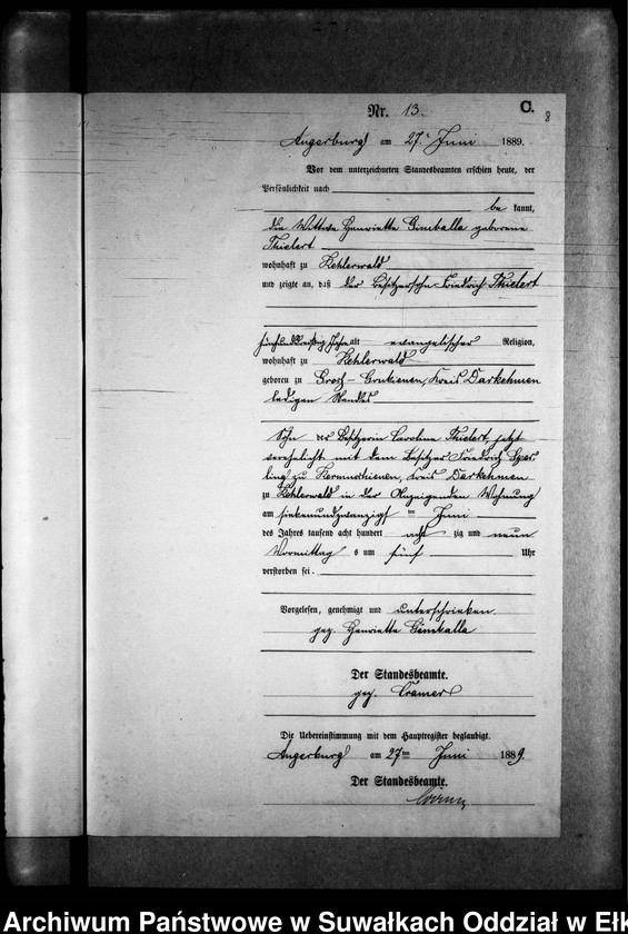 image.from.unit.number "Sterbe-Neben-Register des Preussischen Standes-Amtes Kehlen Kreis Angerburg"