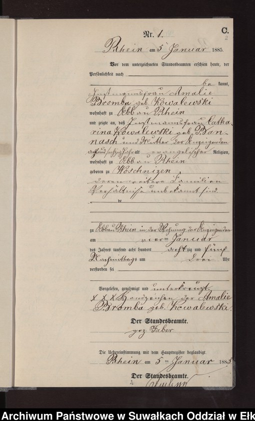 image.from.unit.number "Sterbe-Neben-Register des Preussischen Standes-Amtes Rhein Kreis Loetzen"