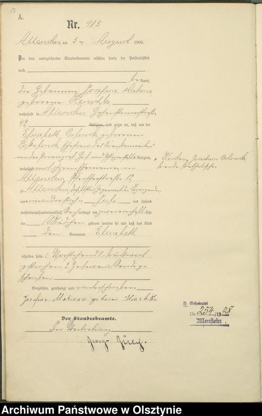 image.from.unit.number "Geburts-Haupt-Register Tom II, Nr 399 - 722"