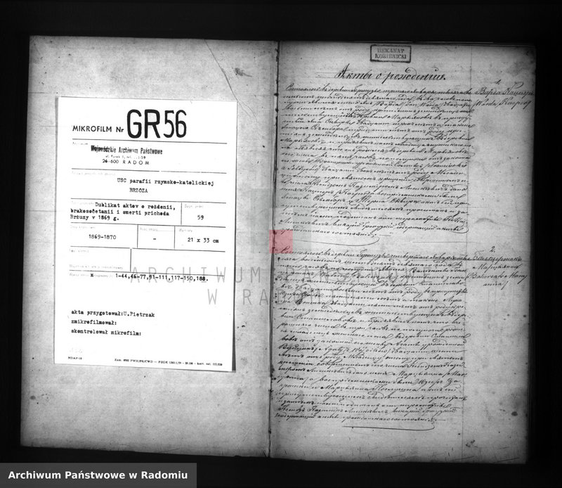 image.from.unit.number "Dublikat aktov o roždenii, brakosočetanii, smerti prihoda Bžuzy v 1869 g."