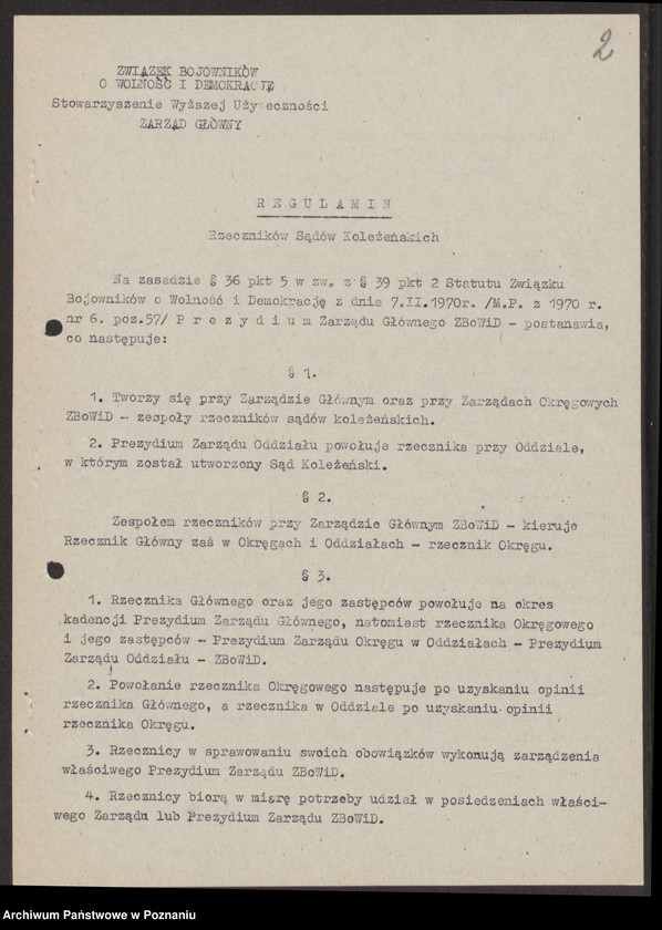 Obraz 11 z jednostki "Regulamin Rzeczników Sądów Koleżeńskich."