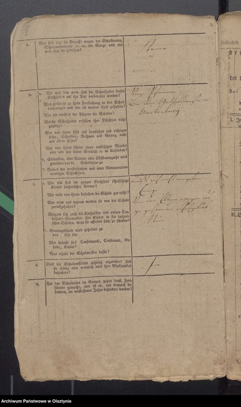 image.from.unit.number "Schulen Tabelle und Tabellarischer Bericht das Schulwesen des evangelischen Kirchspiels Wartenburg"
