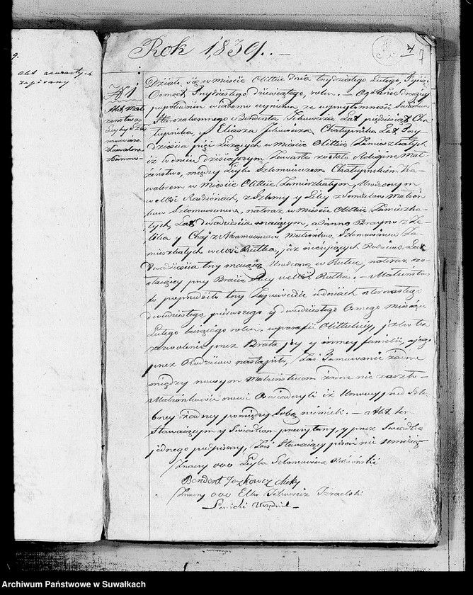 image.from.unit.number "Księga dla zapisywania aktów zaślubionych Urzędnika Stanu Cywilnego wyznania mojżeszowego miasta Olity pow. Kalwaryjskiego"