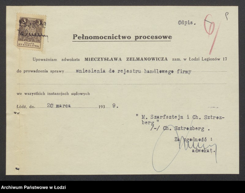 Obraz 11 z jednostki "Mordcha Jojne Scharfsztejn, Chaskiel Sztrozberg – sprzedaż towarów włókienniczych własnego wyrobu"