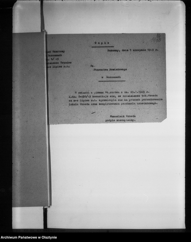 Obraz 19 z jednostki "Sprawozdania miesięczne Starostwa pow. Giżycko"