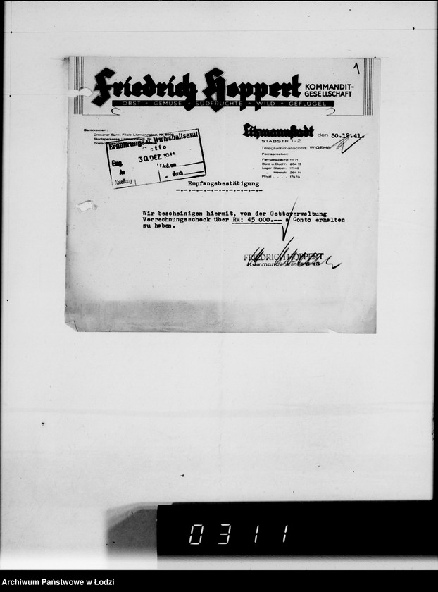 Obraz 5 z jednostki "fa.Hoppert. Rechnungen und Belege [za dostawy towarów dla Getta]"