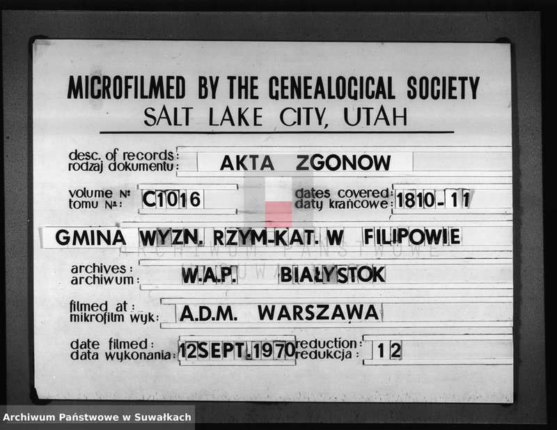 Obraz 1 z jednostki "Akta Zeszłych Gminy Filipowskiey od 1go Maja 1810 Ru aż do ostatnich dni Grudnia 1811 r."