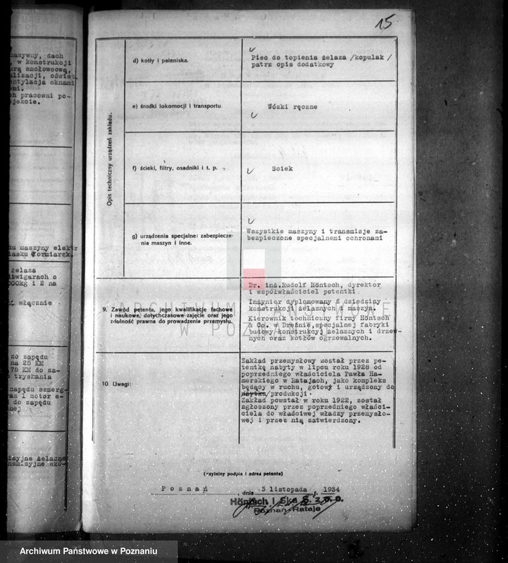 Obraz 19 z jednostki "Zatwierdzenie zakładu przemysłowego /fabr. cieplarń/ Firma Höntsch w Poznaniu"