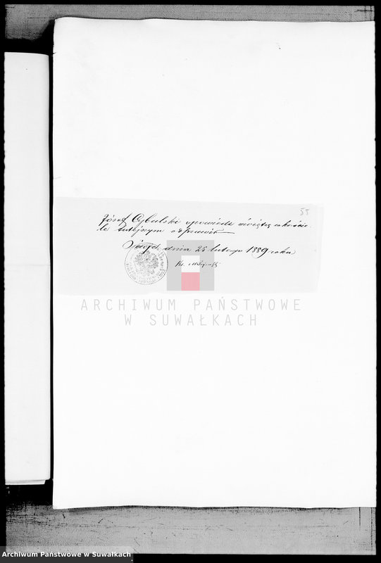 Obraz 19 z jednostki "Dokumenty K Knige Brakosočetavšichsja Vejsejskogo R. K. Prichoda za 1889 god"