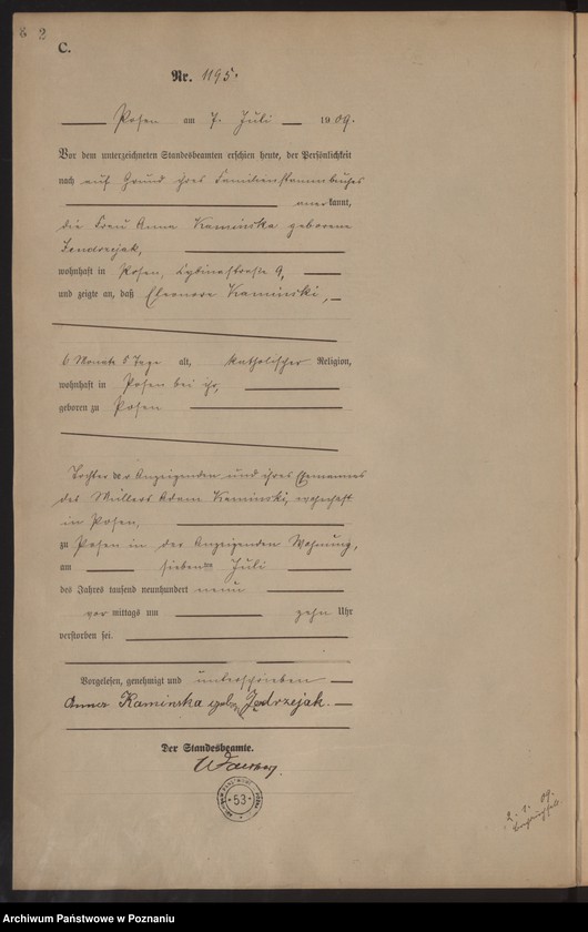 Obraz 4 z jednostki "Księga miejscowa zgonów tom III [Rejestr główny zgonów]"