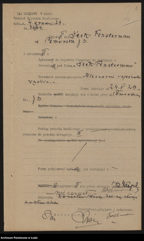 Obraz 4 z jednostki "Icek Fensterman- mleczarnia i sprzedaż wędlin"