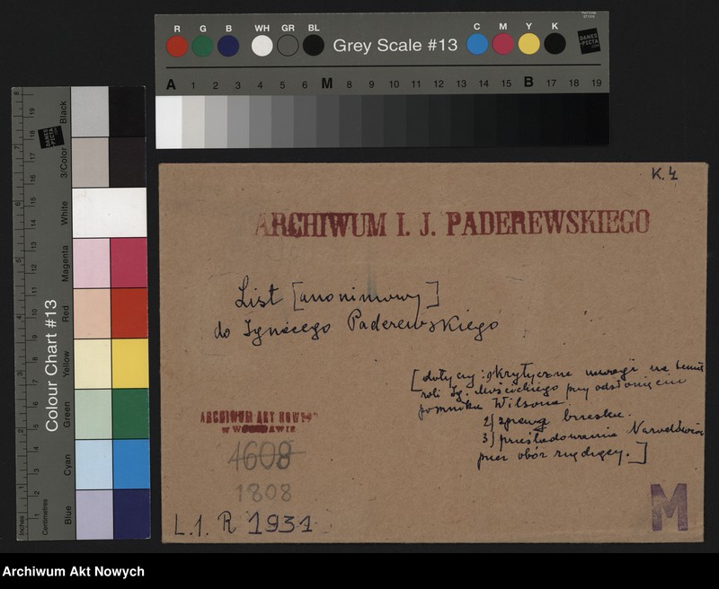 image.from.unit.number "N.N.; Dotyczy roli I. Mościckiego przy odsłonięciu pomnika W. Wilsona, sprawy brzeskiej, prześladowania narodowców; L.1"