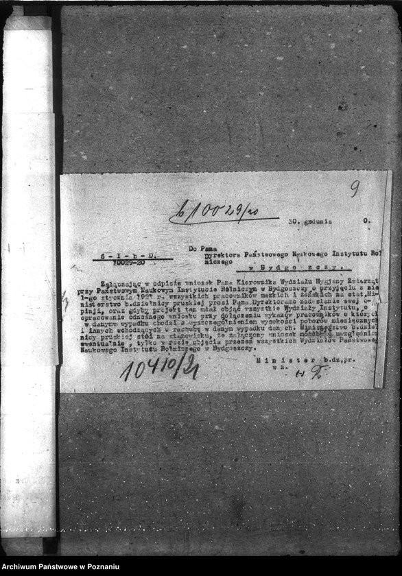 image.from.unit.number "Sprawy osobowe Państw. Inst. Nauk. Rolniczy w Bydgoszczy etatyzowanie funkcjonariuszy niższych"