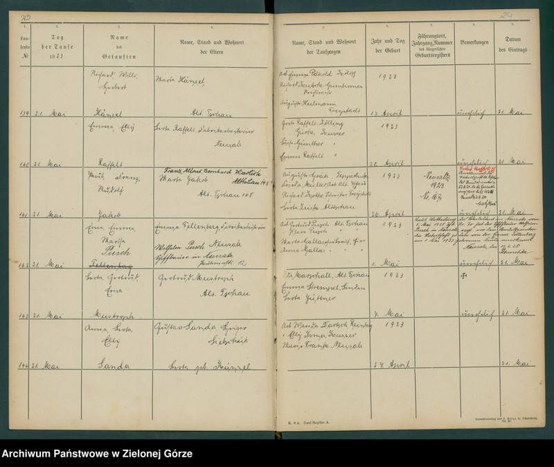 image.from.unit.number "Taufregister der evangelischen Kirche zu Neusalz a[n] O[der] Diöcese Freystadt N[ie]d[e]r Schl[iesen]"