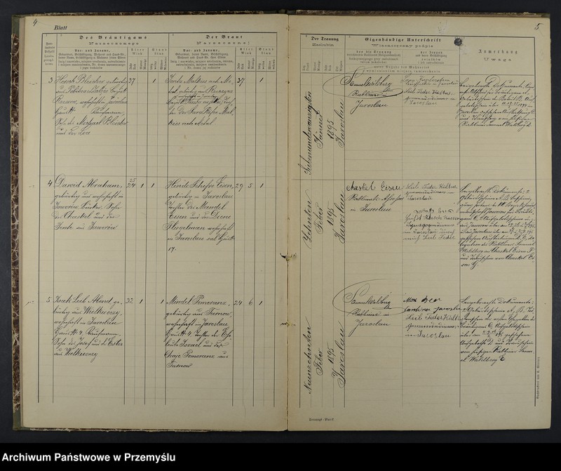 image.from.unit.number "Trauungsbuch des Isr.[aelitischen] Matriken-Bezirkes Jaroslau 1895"