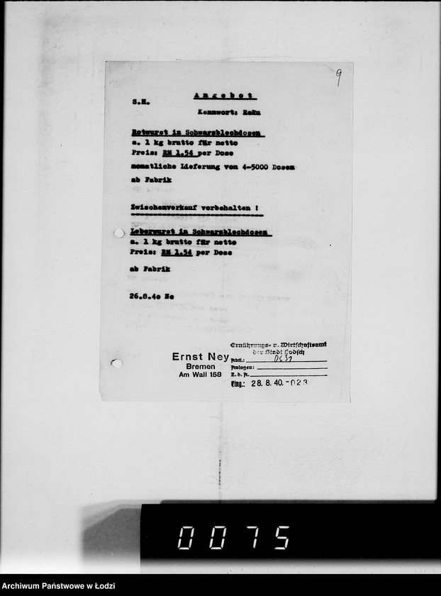 Obraz 13 z jednostki "Akten betr.Correspondenz mit dem Ältesten der Juden.Vom Schreiben Nr.1-1000"