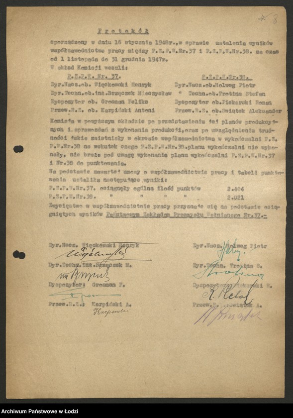 Obraz 9 z jednostki "Współzawodnictwo pracy; protokoły i sprawozdania zakładów przemysłu wełnianego"