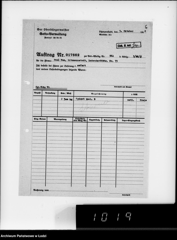 image.from.unit.number "Lebensmitteleinkauf. Aufträge, [Lieferscheinen und Rechnungen] 17661-17725"