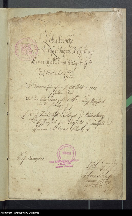 image.from.unit.number "Kobultische Kirchen Jahres Rechnung über Einnahme und Ausgabe Geld"