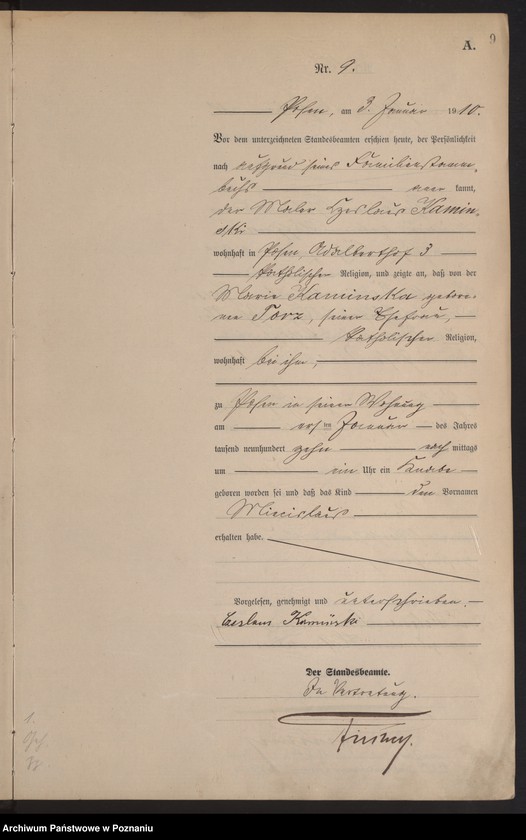 Obraz 10 z jednostki "Księga miejscowa urodzeń tom I [Rejestr główny urodzeń]"