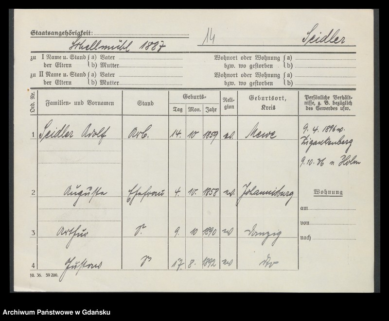 image.from.unit.number "Karty meldunkowe: Seidemann - Sekus"